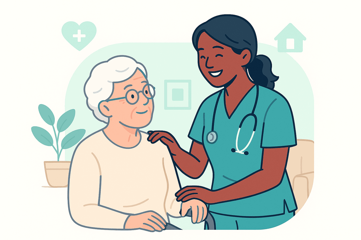 Caregiver helping elderly patient